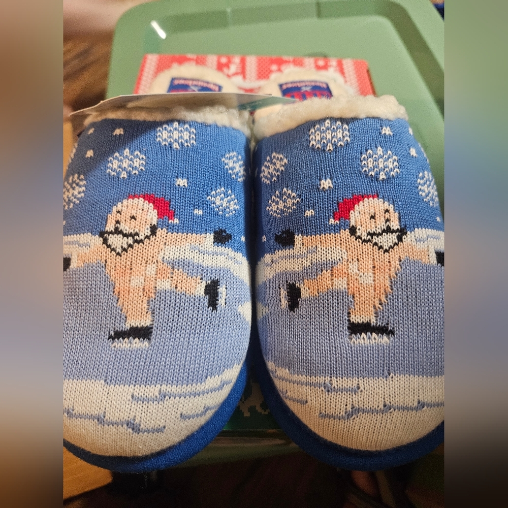 REEF (SCOUT X TIPSY ELVES) SANTA SLIPPERS: BLUE: NEW WITH TAGS: SIZE S